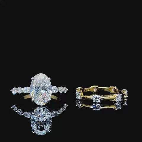 3CT Oval Diamond Ring+Wedding band
